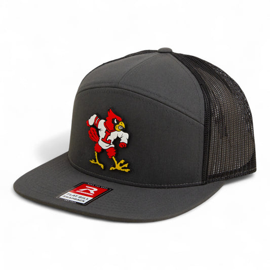 Louisville Cardinals Retro 3D Snapback Seven-Panel Flat Bill Trucker Hat- Charcoal/ Black