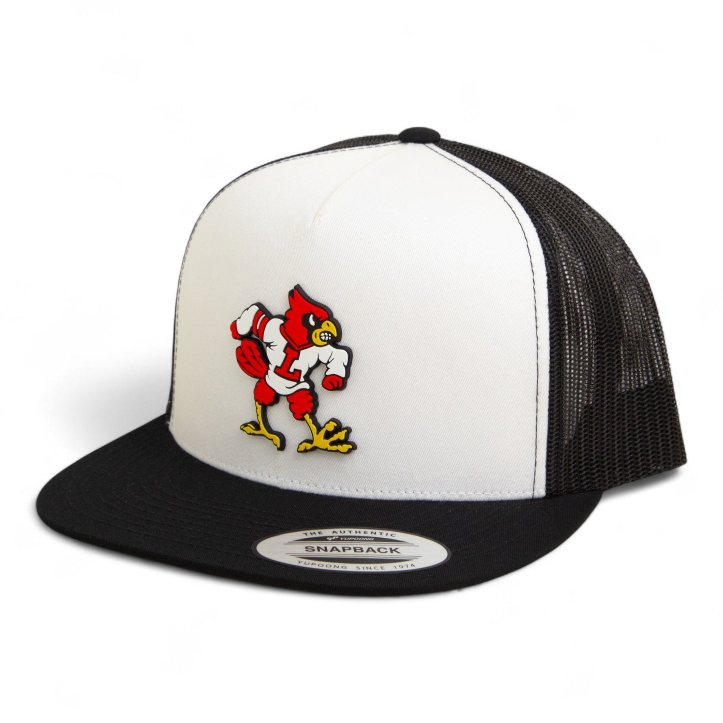 Louisville Cardinals Retro 2025 College World Series 3D YP Snapback Flat Bill Trucker Hat- White/ Black