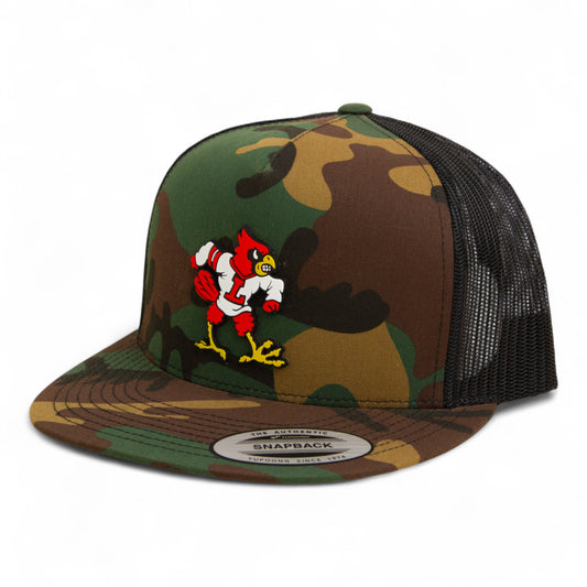 Louisville Cardinals Retro 3D YP Snapback Flat Bill Trucker Hat- Army Camo/ Black