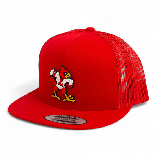 Louisville Cardinals Retro 3D YP Snapback Flat Bill Trucker Hat- Red