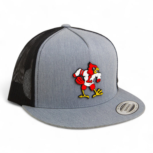 Louisville Cardinals Retro 3D YP Snapback Flat Bill Trucker Hat- Heather Grey/ Black