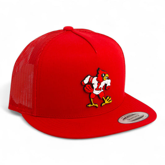 Louisville Cardinals Retro 3D YP Snapback Flat Bill Trucker Hat- Red