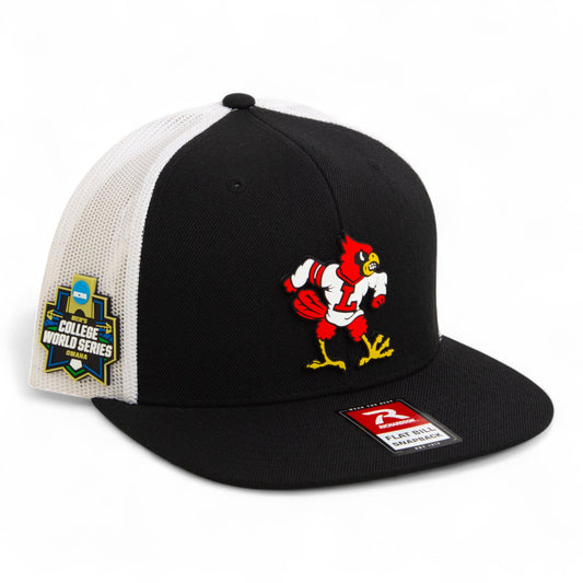 Louisville Cardinals Retro 2025 College World Series 3D Wool Blend Flat Bill Hat- Black/ White