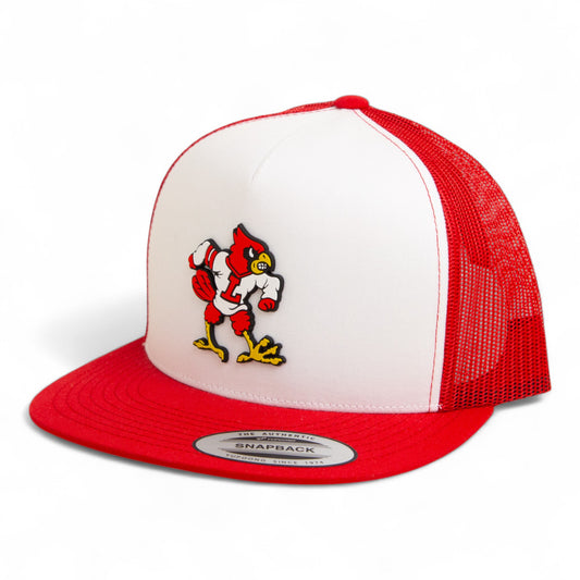 Louisville Cardinals Retro 3D YP Snapback Flat Bill Trucker Hat- White/ Red