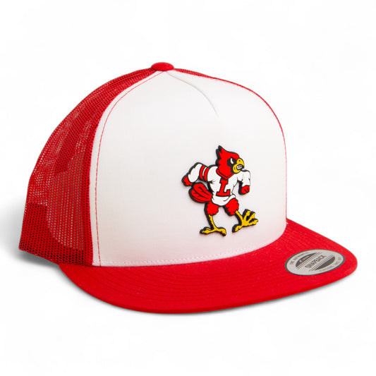 Louisville Cardinals Retro 3D YP Snapback Flat Bill Trucker Hat- White/ Red