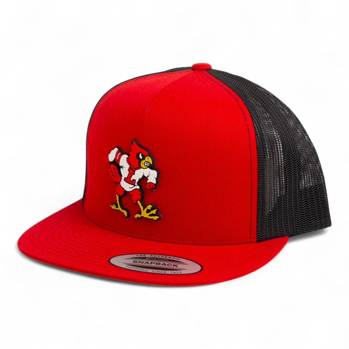 Louisville Cardinals Retro 2025 College World Series 3D YP Snapback Flat Bill Trucker Hat- Red/ Black