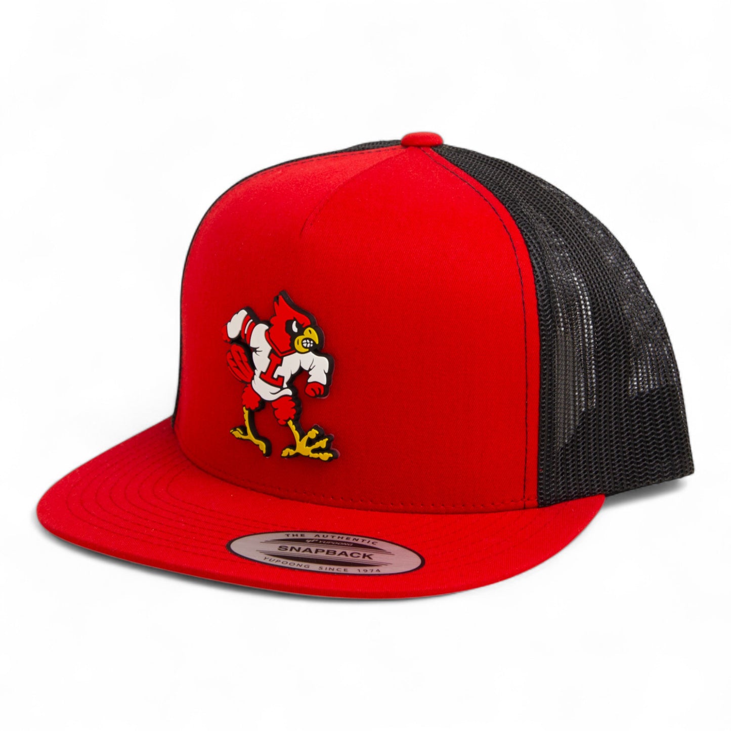 Louisville Cardinals Retro 3D YP Snapback Flat Bill Trucker Hat- Red/ Black