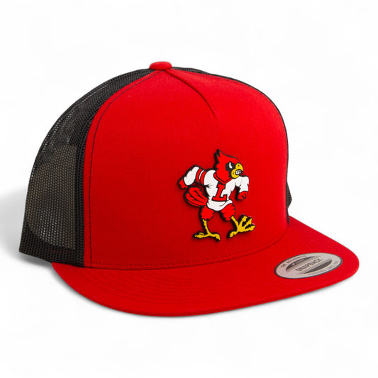 Louisville Cardinals Retro 3D YP Snapback Flat Bill Trucker Hat- Red/ Black