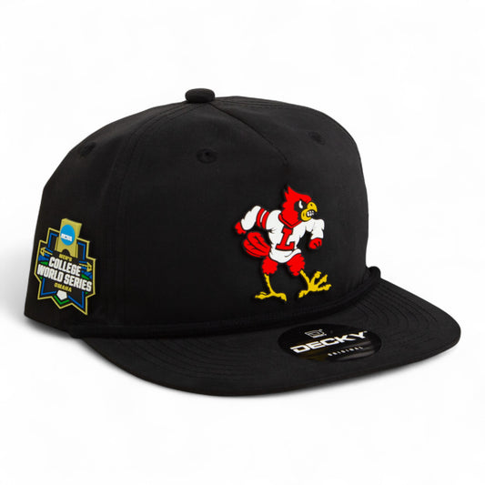 Louisville Cardinals Retro 2025 College World Series 3D Classic Rope Hat- Black