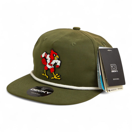 Louisville Cardinals Retro 2025 College World Series 3D Classic Rope Hat- Olive/ White