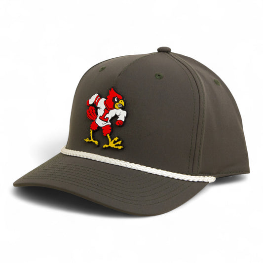 Louisville Cardinals Retro 3D Five Panel Classic Rope Hat- Dark Olive Green/ White