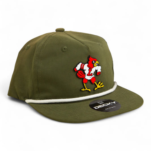 Louisville Cardinals Retro 3D Classic Rope Hat- Olive/ White