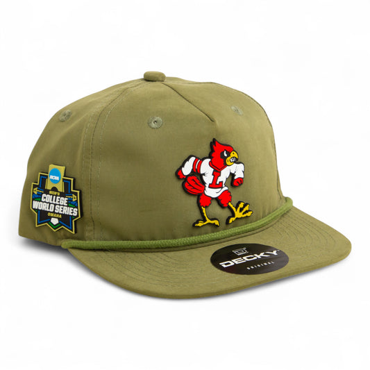 Louisville Cardinals Retro 2025 College World Series 3D Classic Rope Hat- Loden