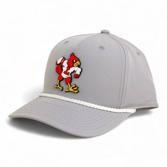 Louisville Cardinals Retro 2025 College World Series 3D Five Panel Classic Rope Hat- Grey/ White