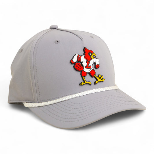 Louisville Cardinals Retro 3D Five Panel Classic Rope Hat- Grey/ White