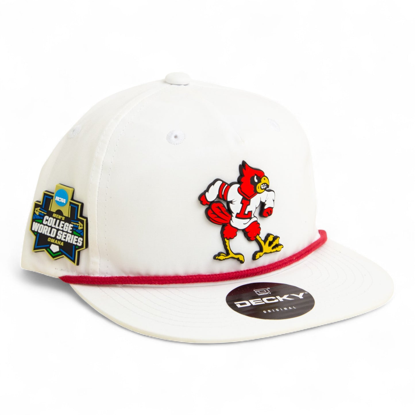 Louisville Cardinals Retro 2025 College World Series 3D Classic Rope Hat- White/ Red