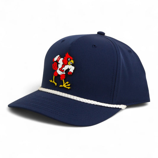 Louisville Cardinals Retro 2025 College World Series 3D Five Panel Classic Rope Hat- Navy/ White