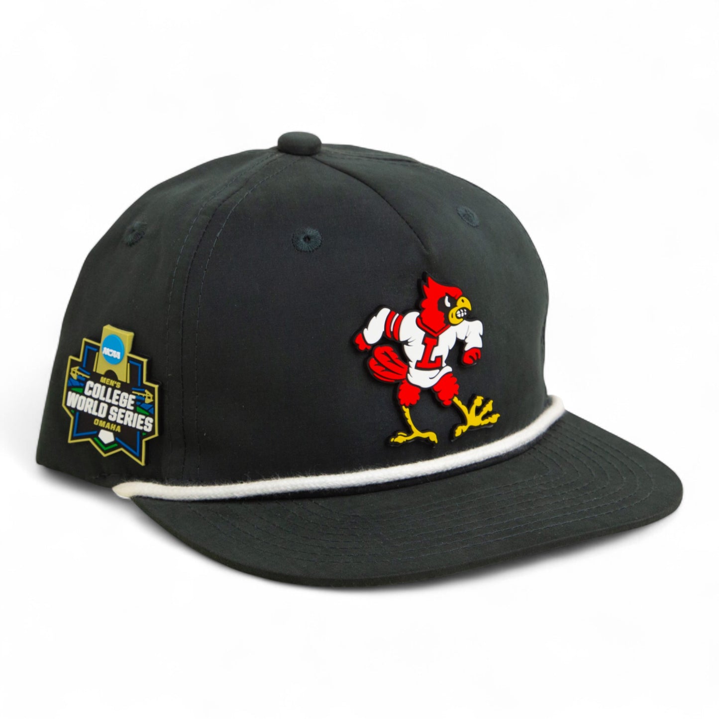 Louisville Cardinals Retro 2025 College World Series 3D Classic Rope Hat- Charcoal/ White