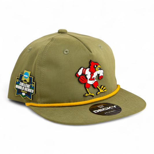 Louisville Cardinals Retro 2025 College World Series 3D Classic Rope Hat- Loden/ Amber