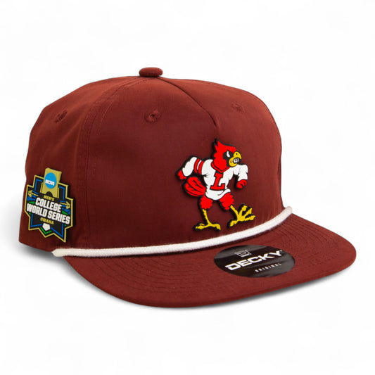 Louisville Cardinals Retro 2025 College World Series 3D Classic Rope Hat- Cardinal/ White