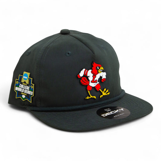 Louisville Cardinals Retro 2025 College World Series 3D Classic Rope Hat- Charcoal
