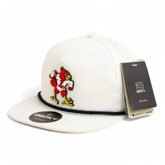 Louisville Cardinals Retro 2025 College World Series 3D Perforated Rope Hat- White/ Black