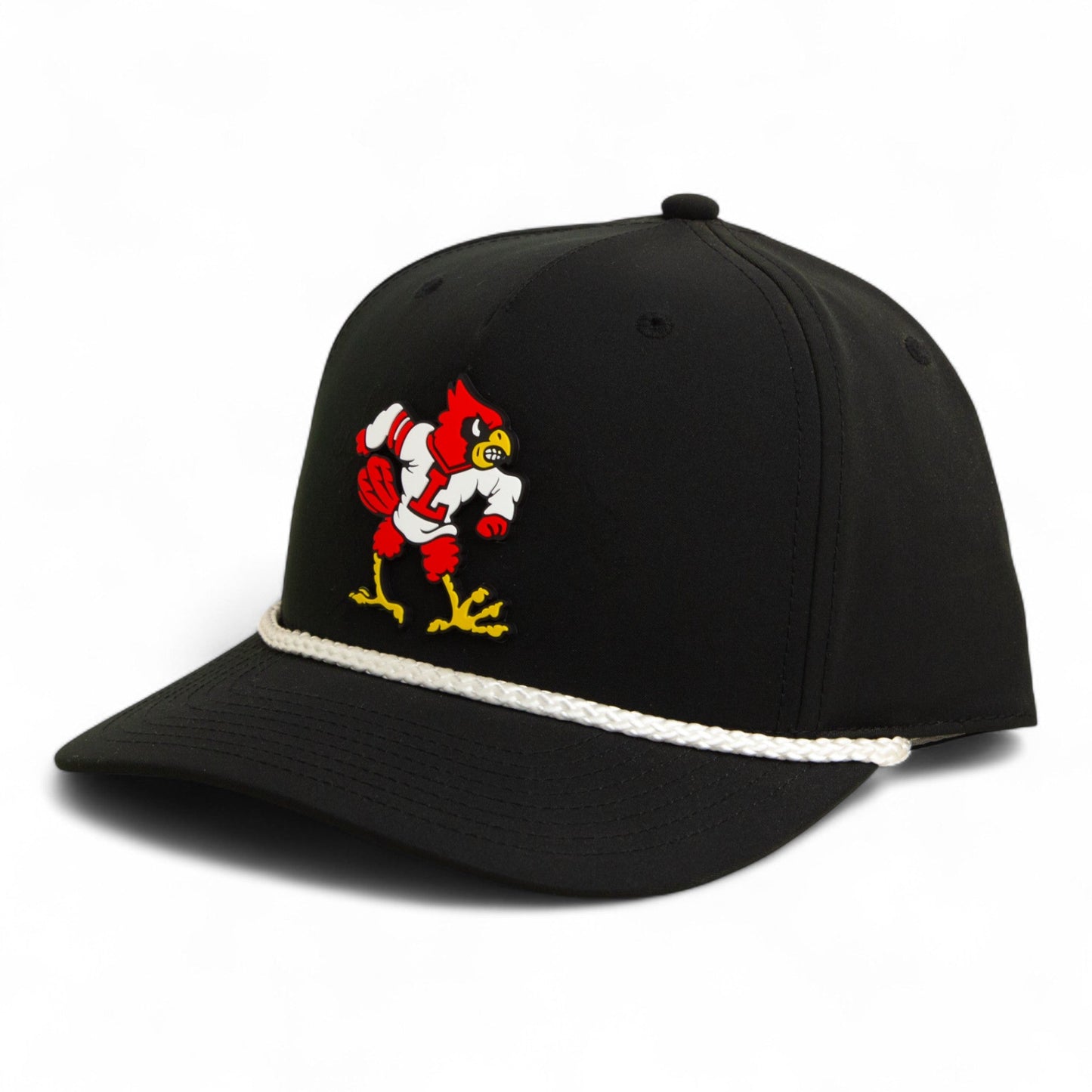 Louisville Cardinals Retro 2025 College World Series 3D Five Panel Classic Rope Hat- Black/ White