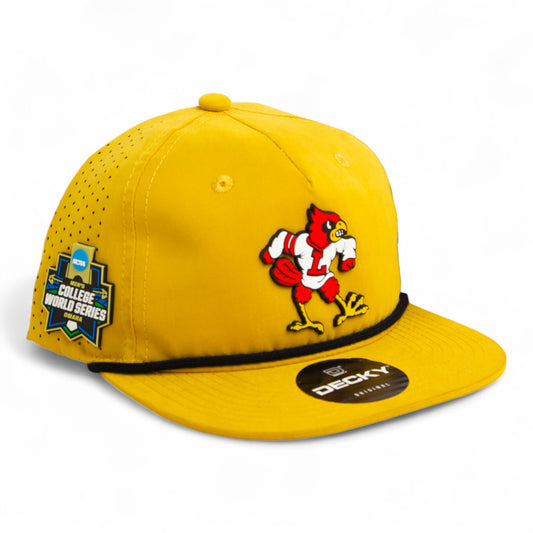 Louisville Cardinals Retro 2025 College World Series 3D Perforated Rope Hat- Biscuit/ Black