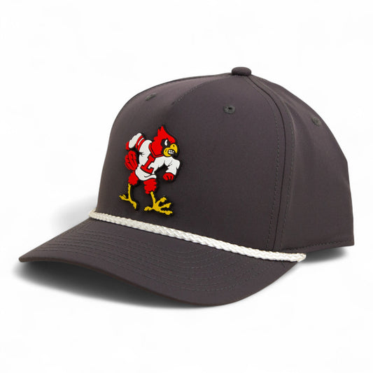Louisville Cardinals Retro 2025 College World Series 3D Five Panel Classic Rope Hat- Charcoal/ White