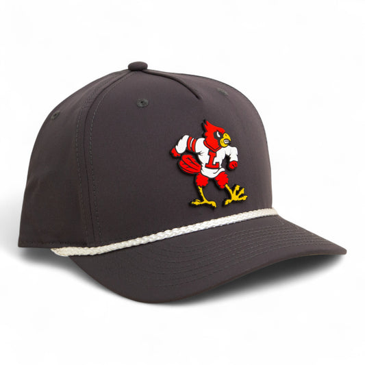 Louisville Cardinals Retro 3D Five Panel Classic Rope Hat- Charcoal/ White