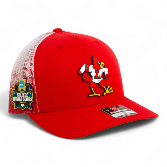 Louisville Cardinals Retro 2025 College World Series 3D Snapback Trucker Hat- Red Fade