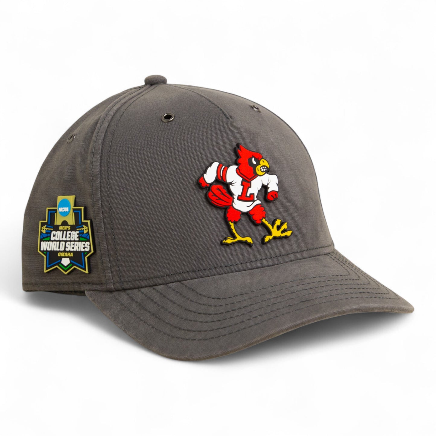 Louisville Cardinals Retro 2025 College World Series 3D Snapback Canvas Hat- Charcoal