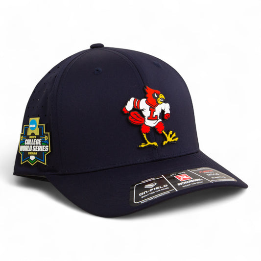 Louisville Cardinals Retro 2025 College World Series 3D Laser Perf R-Flex Cap- Navy