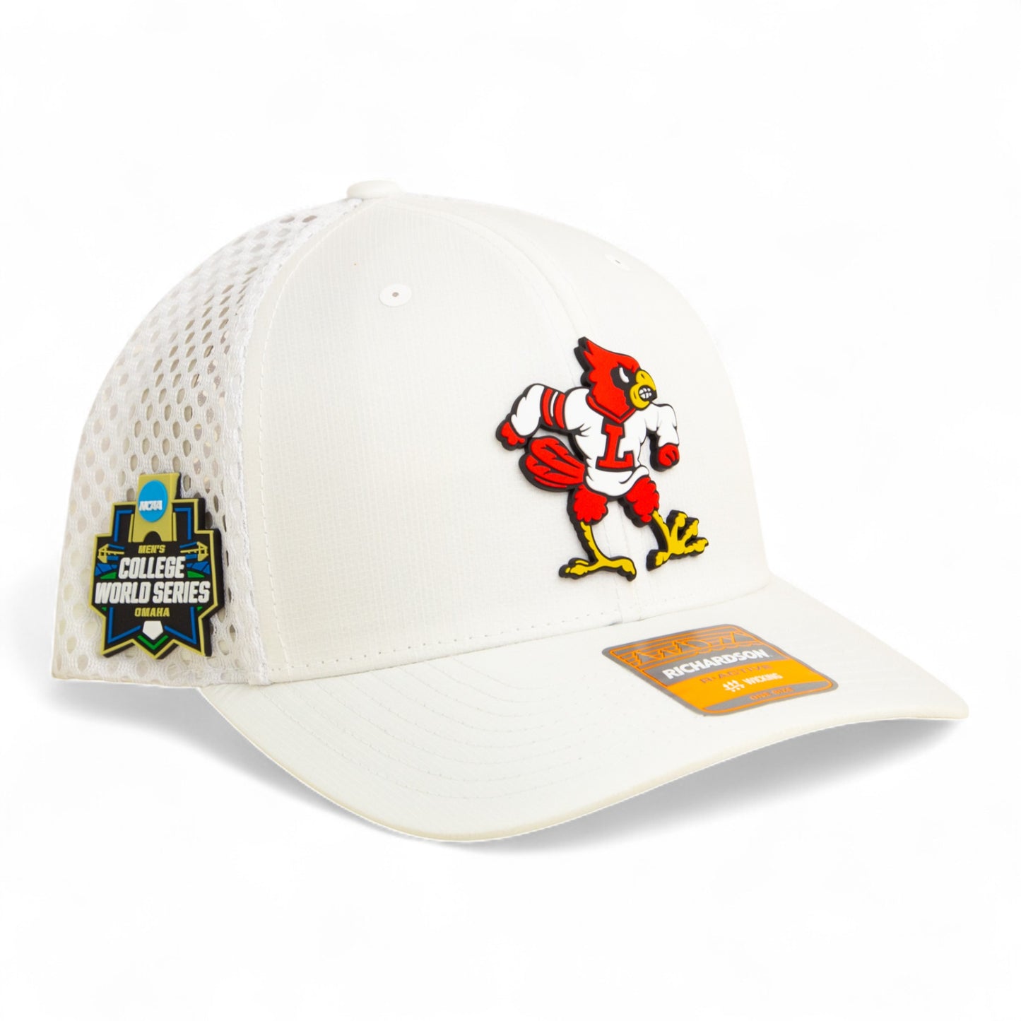 Louisville Cardinals Retro 2025 College World Series 3D Snapback Tilikum Trucker Hat- White