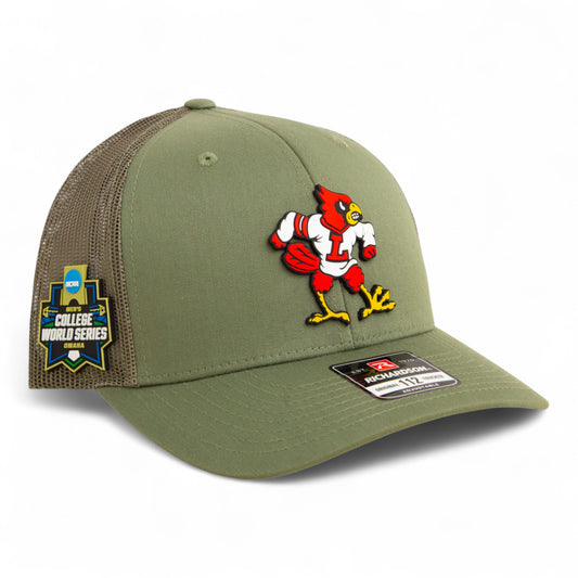 Louisville Cardinals Retro 2025 College World Series 3D Snapback Trucker Hat- Loden