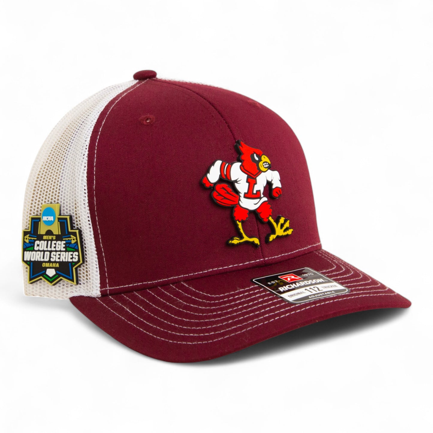 Louisville Cardinals Retro 2025 College World Series 3D Snapback Trucker Hat- Cardinal/ White