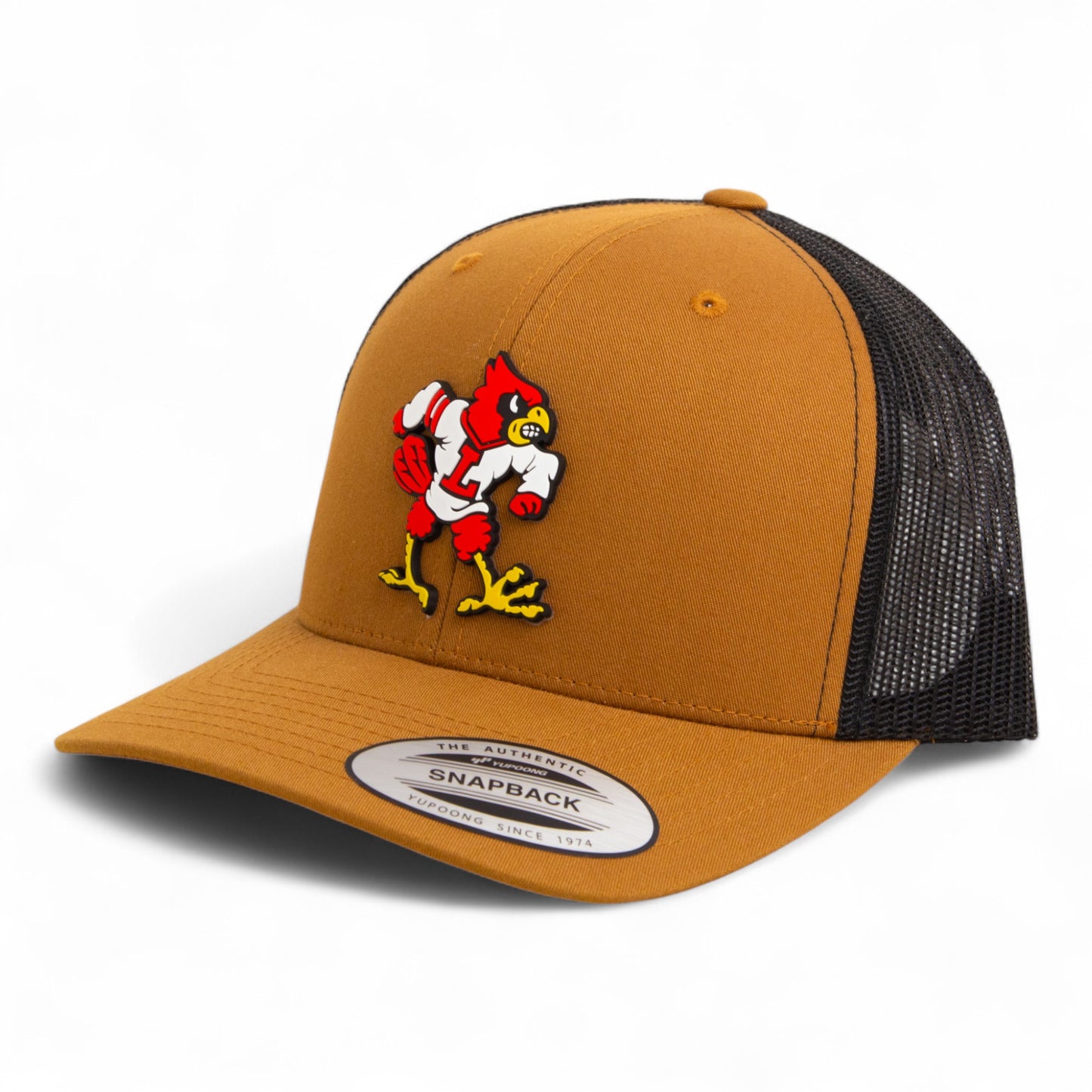 Louisville Cardinals Retro 3D YP Snapback Trucker Hat- Caramel/ Black