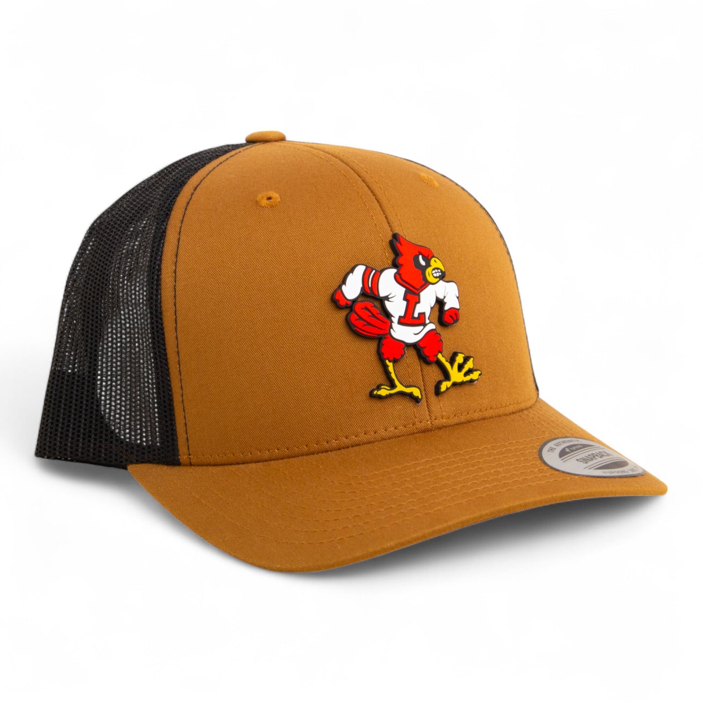 Louisville Cardinals Retro 3D YP Snapback Trucker Hat- Caramel/ Black