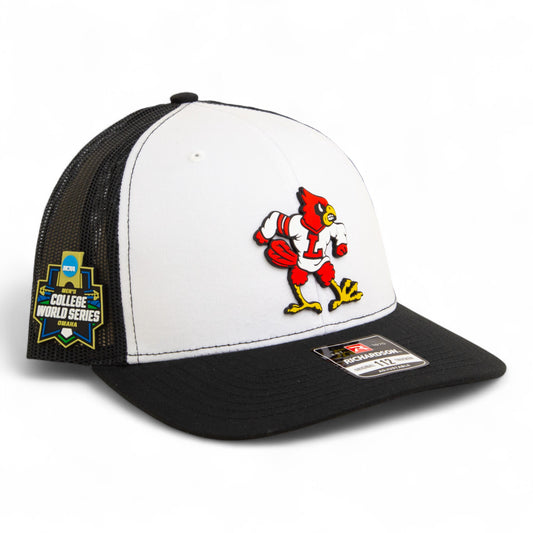 Louisville Cardinals Retro 2025 College World Series 3D Snapback Trucker Hat- White/ Black