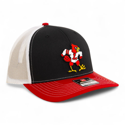 Louisville Cardinals Retro 3D Snapback Trucker Hat- Black/ White/ Red