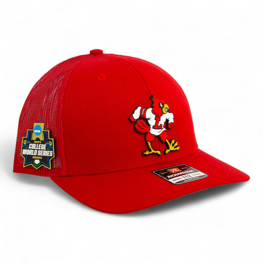 Louisville Cardinals Retro 2025 College World Series 3D Snapback Trucker Hat- Red