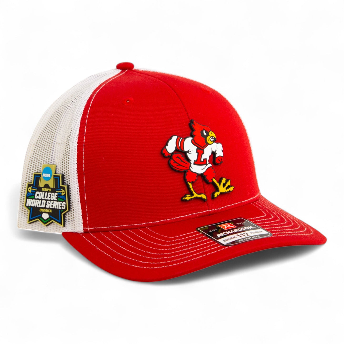 Louisville Cardinals Retro 2025 College World Series 3D Snapback Trucker Hat- Red/ White