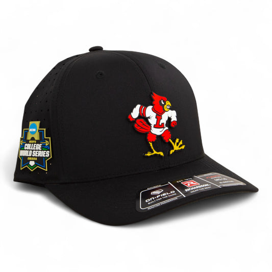 Louisville Cardinals Retro 2025 College World Series 3D Laser Perf R-Flex Cap- Black