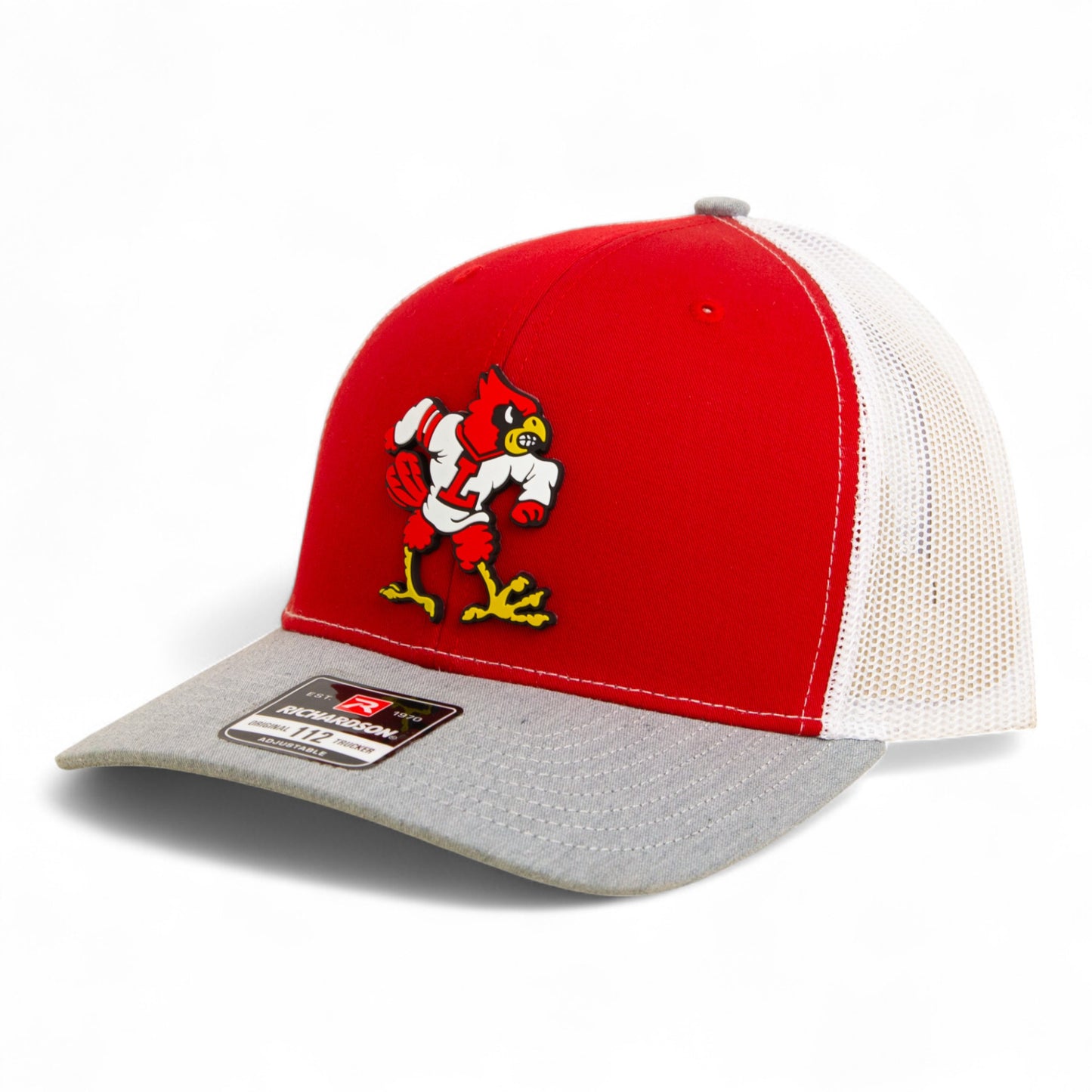Louisville Cardinals Retro 3D Snapback Trucker Hat- Red/ White/ Heather Grey