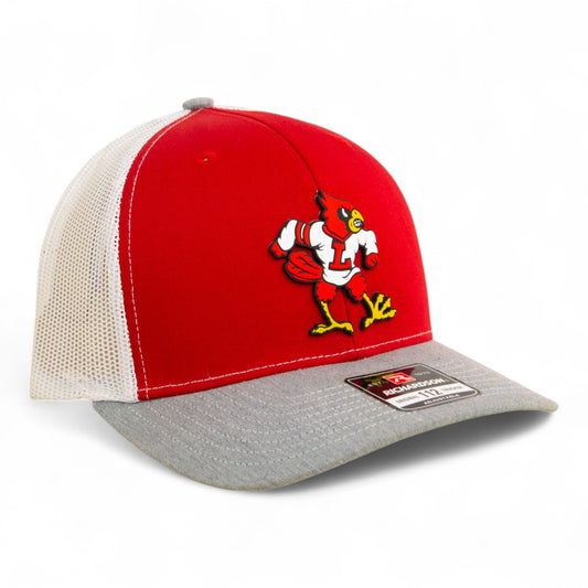 Louisville Cardinals Retro 3D Snapback Trucker Hat- Red/ White/ Heather Grey