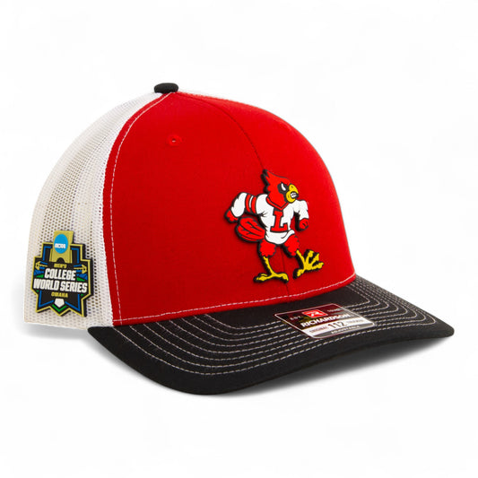 Louisville Cardinals Retro 2025 College World Series 3D Snapback Trucker Hat- Red/ White/ Black