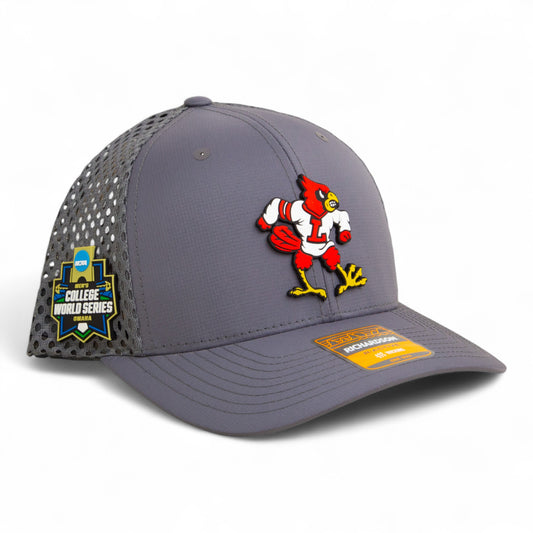 Louisville Cardinals Retro 2025 College World Series 3D Snapback Tilikum Trucker Hat- Charcoal