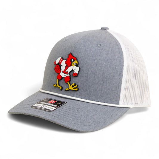 Louisville Cardinals Retro 3D Snapback Trucker Rope Hat- Heather Grey/ White