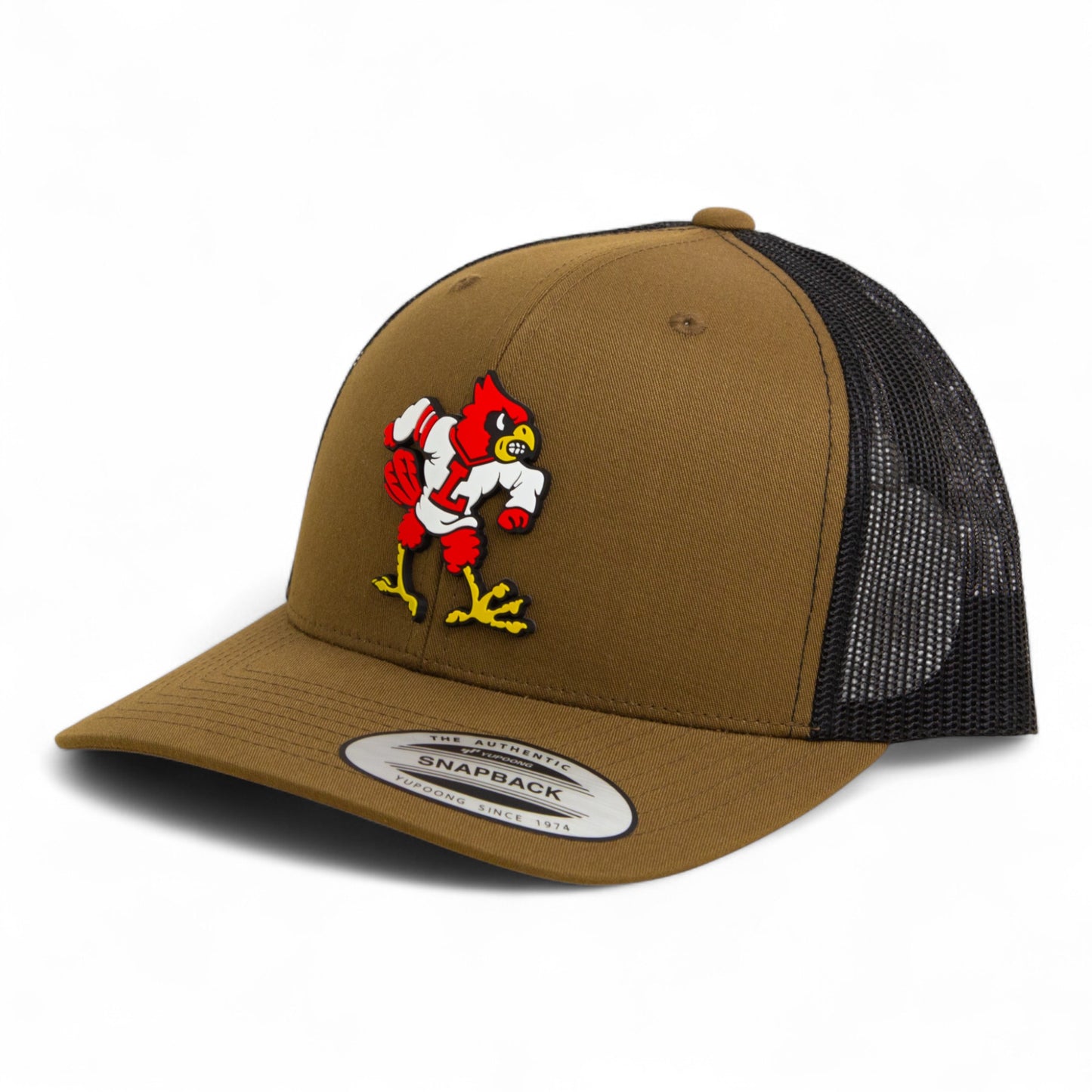 Louisville Cardinals Retro 3D YP Snapback Trucker Hat- Coyote/ Black