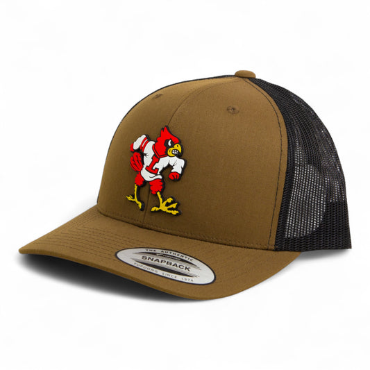 Louisville Cardinals Retro 3D YP Snapback Trucker Hat- Coyote/ Black